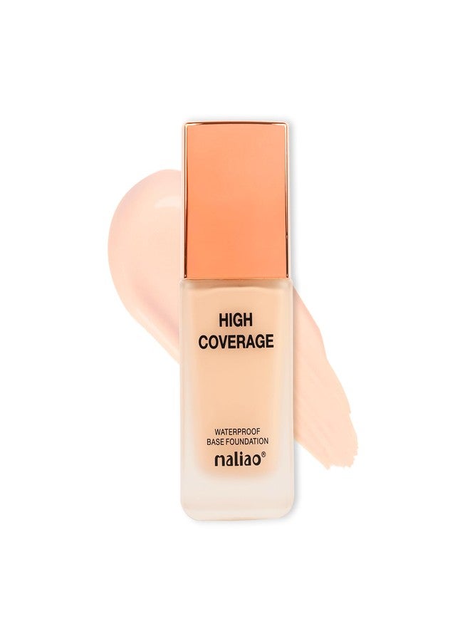 Maliao High Coverage Waterproof Base Foundation | Long-Lasting Full Coverage | Flawless All-Day Glam | Matte Finish | Sweat & Oil Resistant | Lightweight & Breathable Formula | Natural Beige, 40ml - Image 1