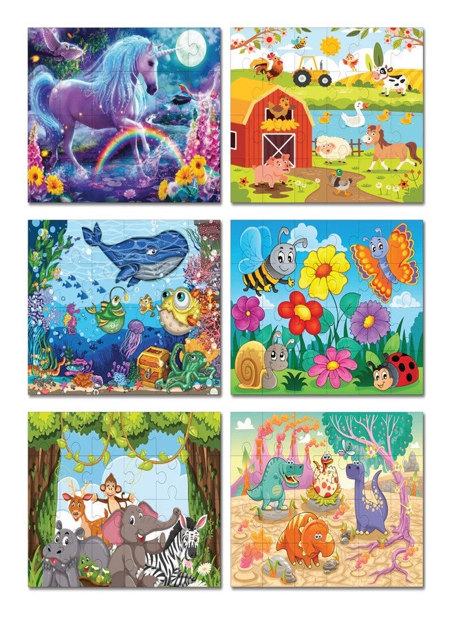 Khilonewale Wooden Jigsaw Puzzle Set for Kids, 24 Pieces Each, 20×30 cm for Kids - Combo of 6 Educational Puzzles for 3+ Years Kids Gifts for Boys,Girls Puzzle Game (Magical Unicorn Rainbow) - Image 1