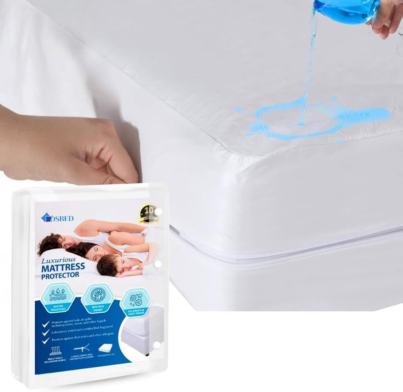 OSBED® 300TC Cotton Waterproof Mattress Protector with Deep Pocket - California King - Image 1