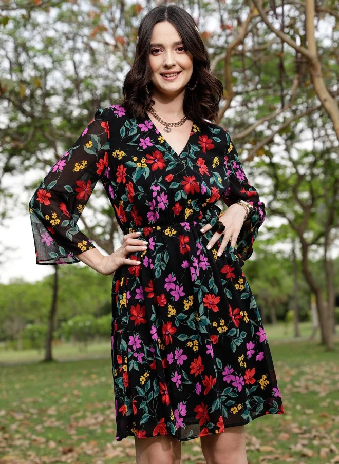 STREET 9 Floral Printed Fit & Flare Dress for Women