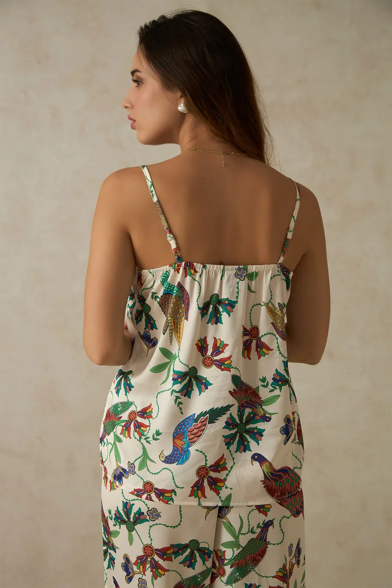 Virgio VIRGIO Satin V Neck Floral Print Top