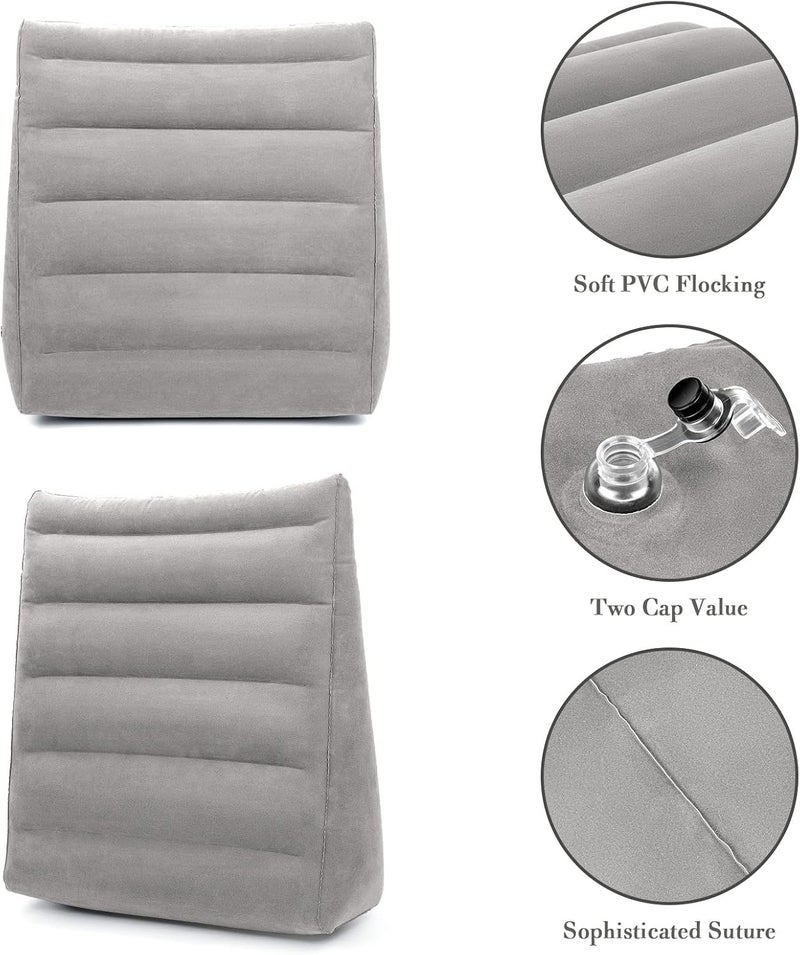 USHMA Inflatable Wedge Pillow for Sleeping, Portable Travel Wedge Pillow for Sitting in Bed, Inflatable Wedge Pillows for Travel, Blow Up Under Knee Pillow - Image 2