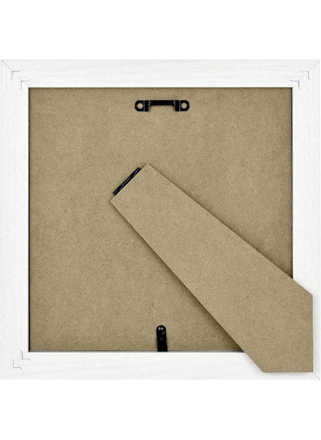 MCS Studio Gallery 8x8 Picture Frame White Woodgrain  Wall Hanging & Easel for Tapletop Display  Square Photo Frame for Photos  Posters & Art Prints (4-Pack)