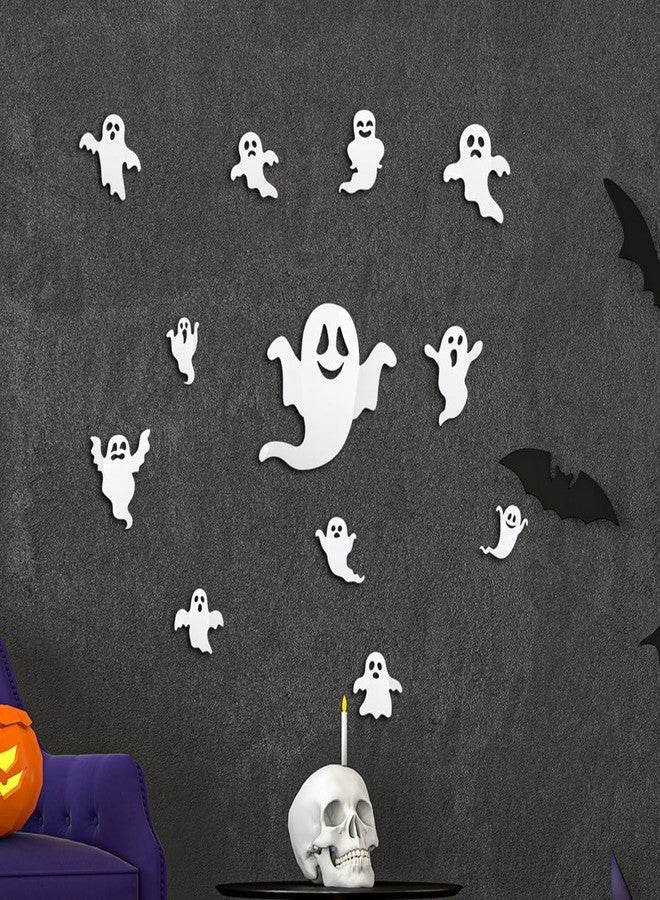KZBTRBT 25Pcs Halloween Ghost Bat Wall Decor Set - Halloween 3D Cute Ghost Stickers for Halloween Home Decorations White Ghost Wall Decals for Halloween Party Window Door Wall Room Holiday Decor Supplies - Image 3