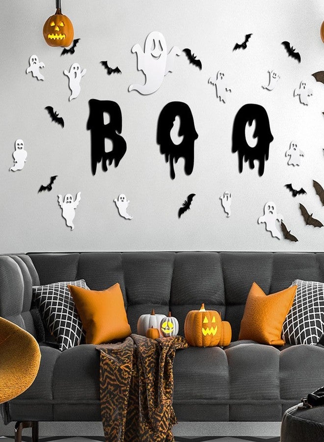 KZBTRBT 25Pcs Halloween Ghost Bat Wall Decor Set - Halloween 3D Cute Ghost Stickers for Halloween Home Decorations White Ghost Wall Decals for Halloween Party Window Door Wall Room Holiday Decor Supplies - Image 1