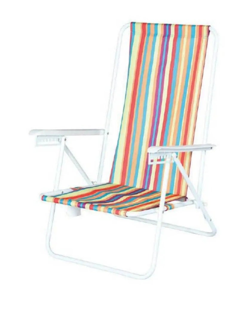 Rio Ipanema Beach Chair, Polyester, Powder Coated Steel Frame, Multicolour, 6-Position - Image 1