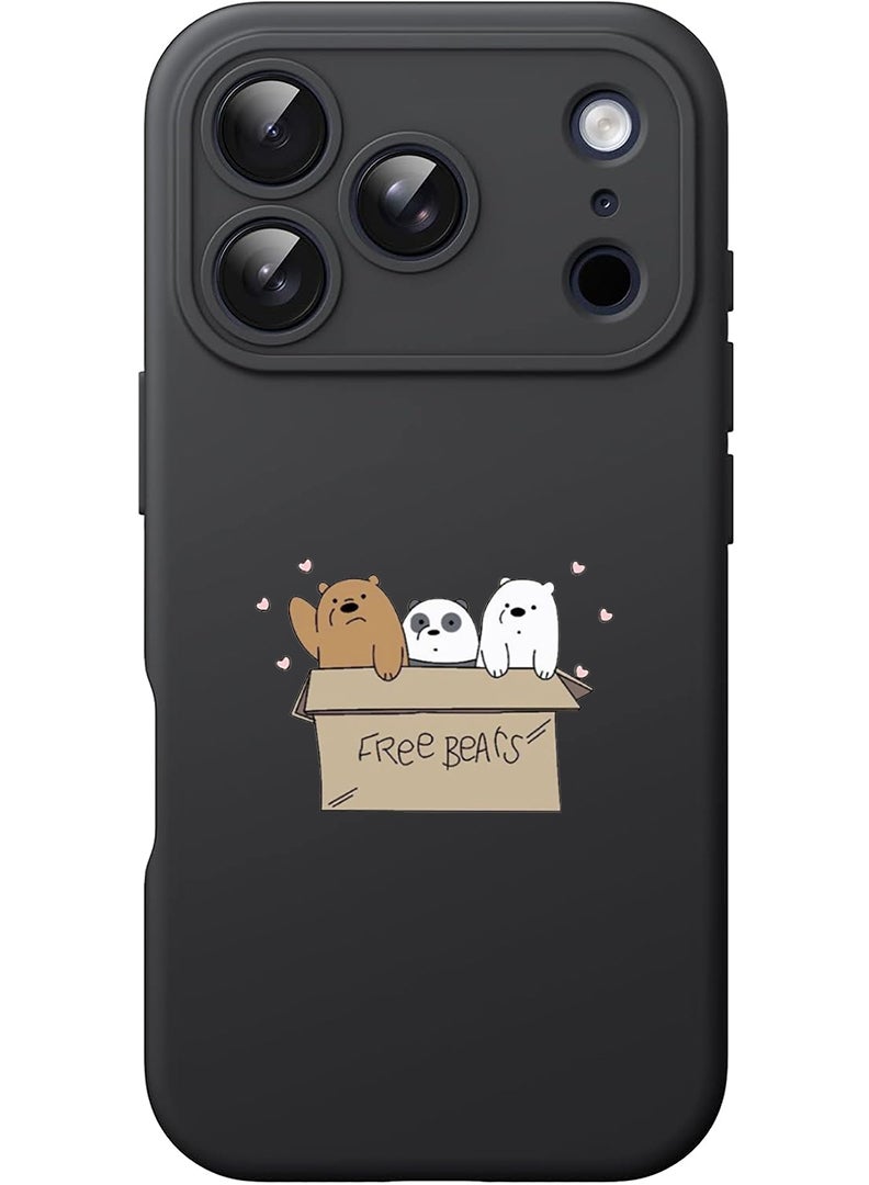 Theodor Protective Slim Fit Case Liquid Silicone Cover with Full Body Protection Anti-Scratch Shockproof Case For Apple iPhone 17 Pro (Black) We are bears - Image 1