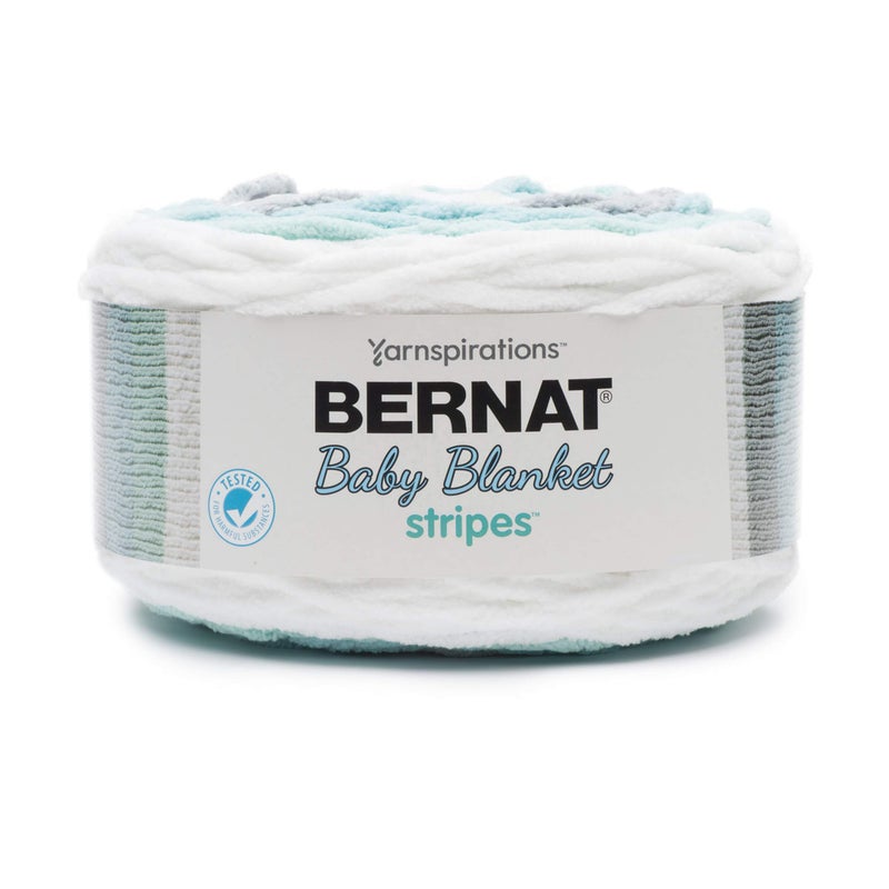 Bernat Baby Blanket Stripes 105 oz 100 Polyester Seaglass