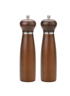 Liying 2Pcs Wooden Salt and Pepper Mills with Wood Knife and brush Manual Pepper Grinder Set Adjustable Ceramic Rotor and Stainless Rotor Seasoning 18cm * 5cm (small)