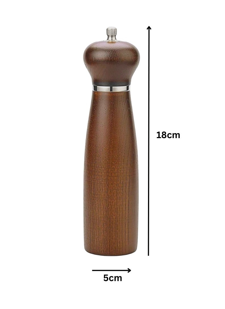 Generic - Liying 2Pcs Wooden Salt and Pepper Mills with Wood Knife and brush Manual Pepper Grinder Set Adjustable Ceramic Rotor and Stainless Rotor Seasoning 18cm * 5cm (small) - Image 1