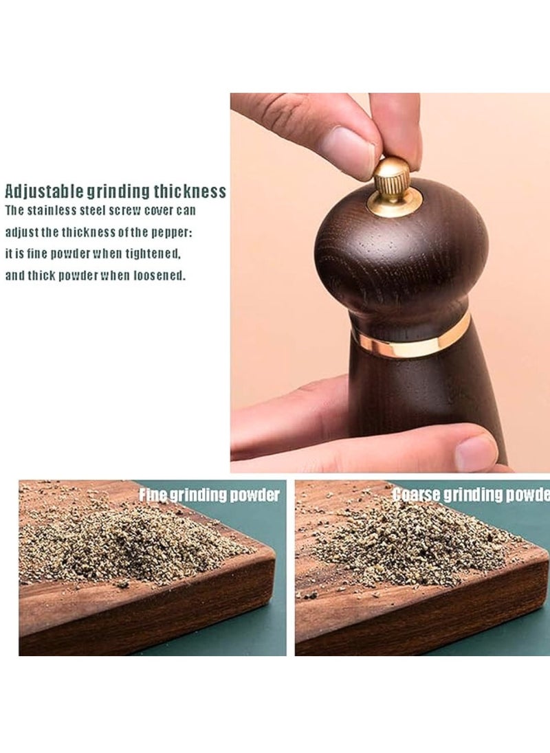 Generic - Liying 2Pcs Wooden Salt and Pepper Mills with Wood Knife and brush Manual Pepper Grinder Set Adjustable Ceramic Rotor and Stainless Rotor Seasoning 18cm * 5cm (small) - Image 1