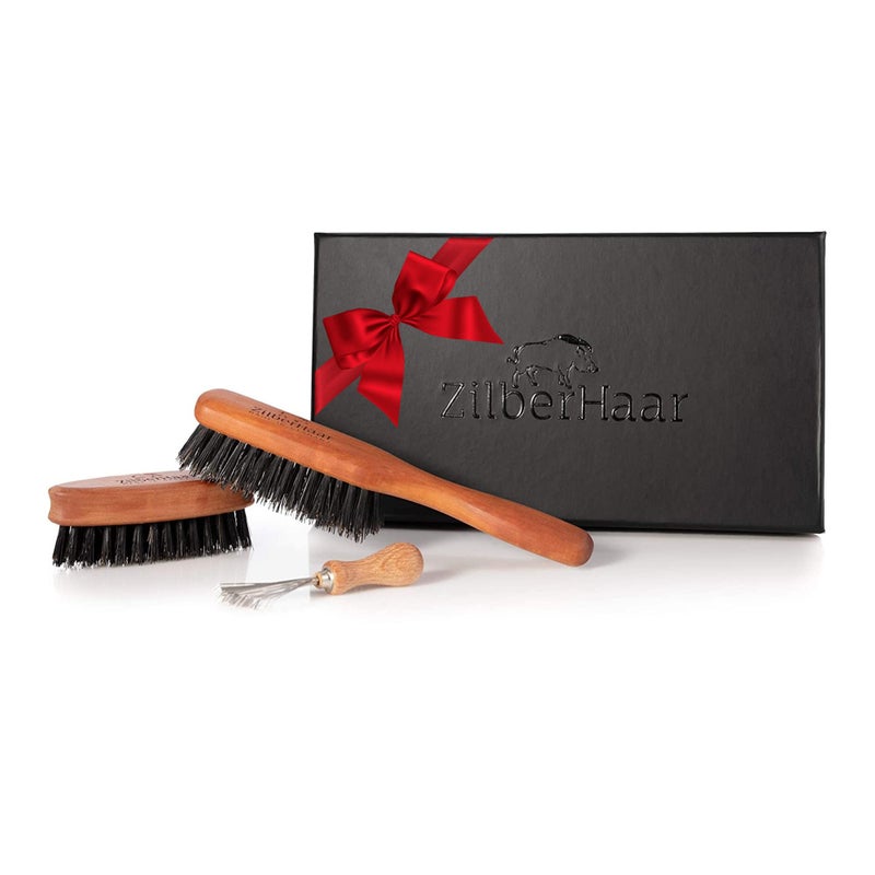 Zilberhaar Beard Brush Grooming Kit (Soft Version) 2nd Cut Boar Bristles - Ideal for Stubbles and Short To Medium Beards - Distributes Balm and Oil for Growth/Styling - Comes with Brush Cleaning Tool - Image 1