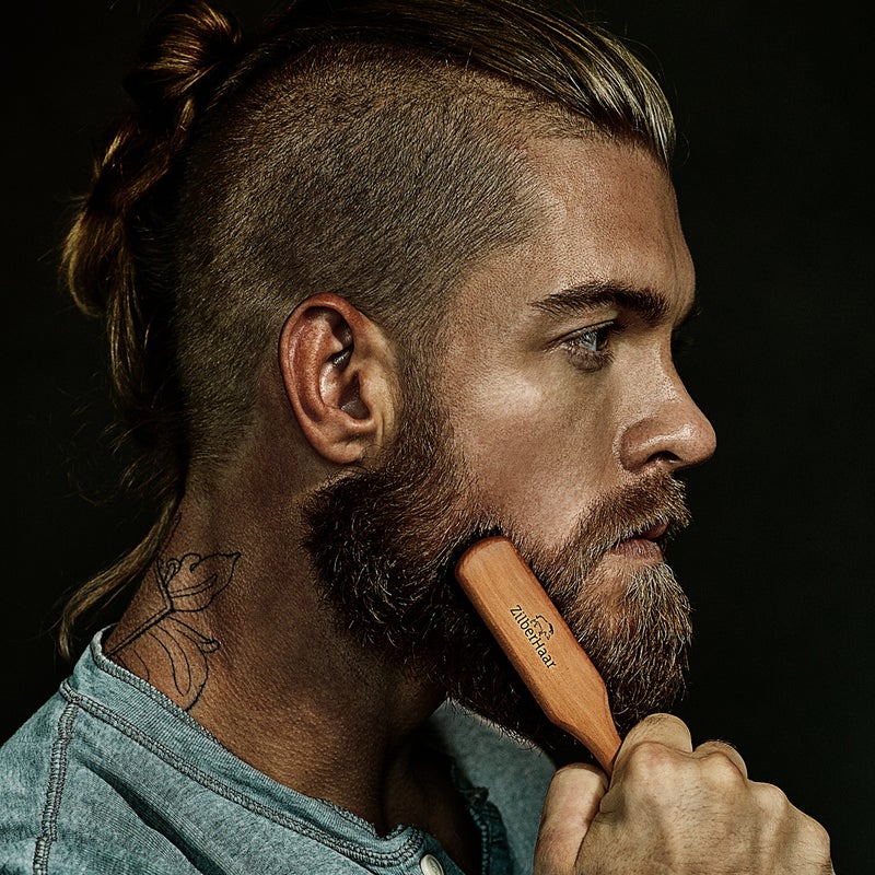 Zilberhaar Beard Brush Grooming Kit (Soft Version) 2nd Cut Boar Bristles - Ideal for Stubbles and Short To Medium Beards - Distributes Balm and Oil for Growth/Styling - Comes with Brush Cleaning Tool - Image 4