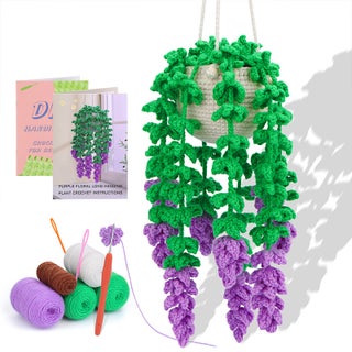 Purple Flower Long Green Plant Hanging Basket