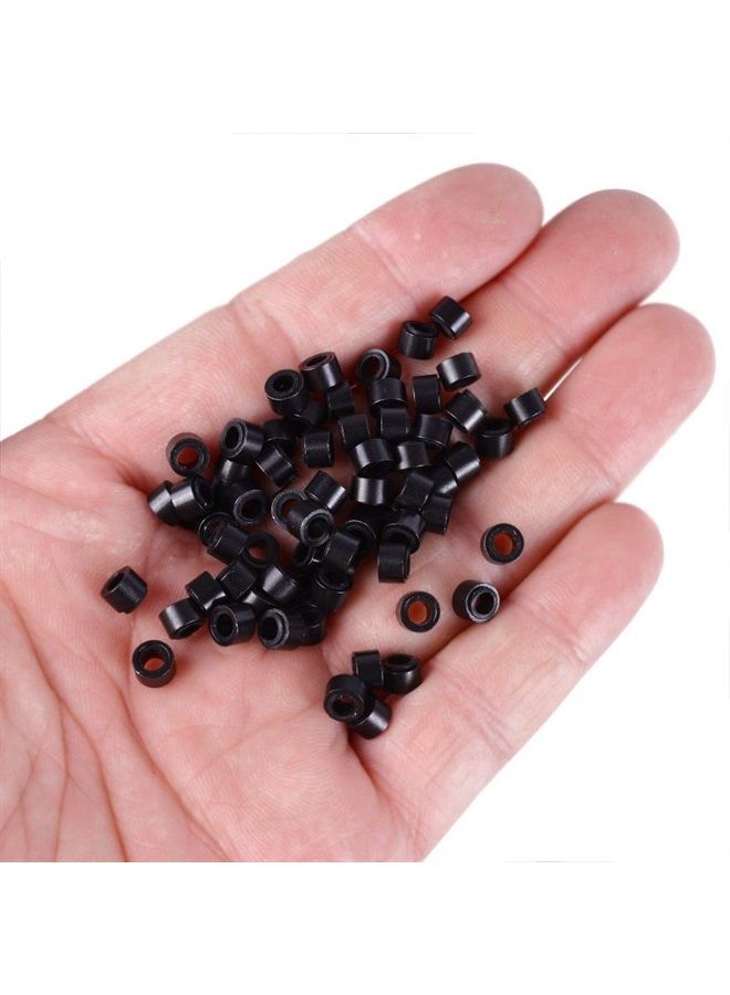 Funyn 1000 Silicone Micro Link Rings 5mm Lined Beads Deadlocks for Hair Extensions Tool (Dark Brown) - Image 5