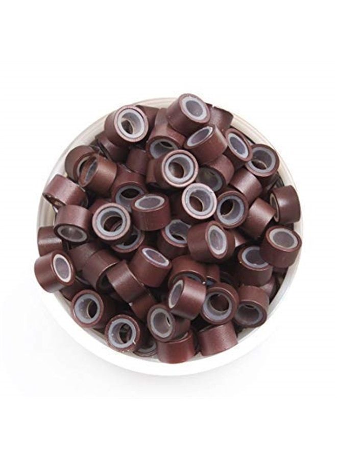 Funyn 1000 Silicone Micro Link Rings 5mm Lined Beads Deadlocks for Hair Extensions Tool (Dark Brown) - Image 3