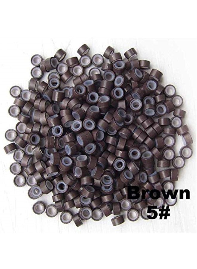 Funyn 1000 Silicone Micro Link Rings 5mm Lined Beads Deadlocks for Hair Extensions Tool (Dark Brown) - Image 4