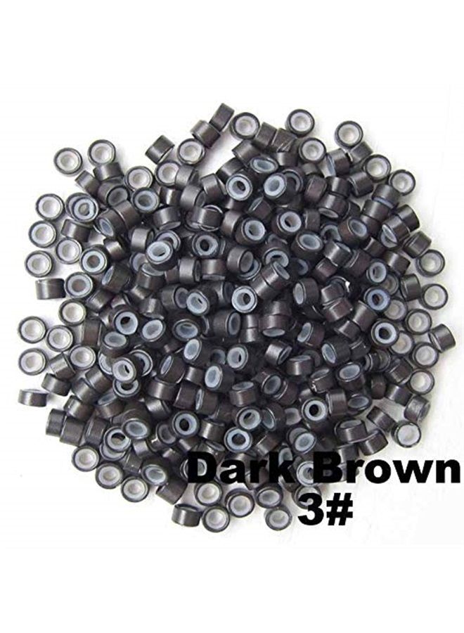 Funyn 1000 Silicone Micro Link Rings 5mm Lined Beads Deadlocks for Hair Extensions Tool (Dark Brown) - Image 2