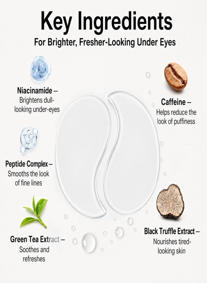 Tintark Black Optics Caffeine Under Eye Patches, 28 Pairs Hydrogel Eye Masks with Peptides, Niacinamide & Black Truffle for Puffy Eyes, Dark Circles & Tired Eyes - Image 4
