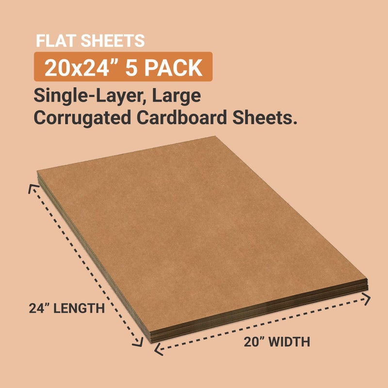AVIDITI Corrugated Cardboard Sheets 24" x 72" (5 Pack) Large Card Board for Layer Separation Packaging Mailing Shipping Packing, and Protecting Products from Forklift Damage - 5 Pack - Image 2