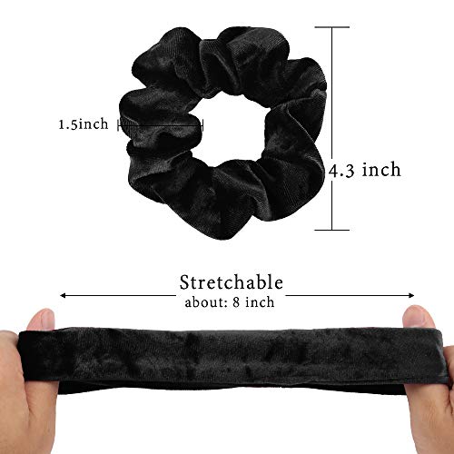 Semato 16 Pack Black Velvet Scrunchies for Hair Scrunchy Hair Ties Ropes for Women or Girls Hair Accessories - Image 2