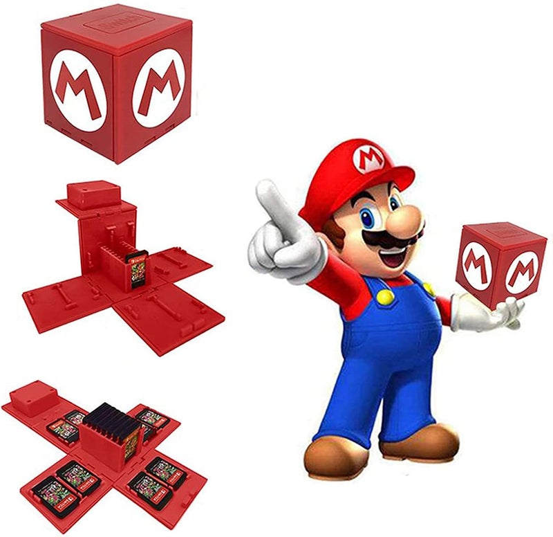 حافظة بطاقات ألعاب doepeBAE لجهاز Nintendo Switch، قابلة للتشوه والتوسعة، صندوق تخزين بطاقات ألعاب مكعبي الشكل، منظم بطاقات ألعاب ذو سعة كبيرة مع 16 فتحة للبطاقات (لون أحمر) - Image 3
