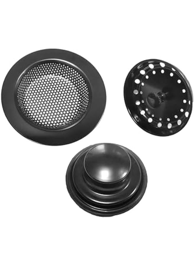 HOOKOR 3 Pcs Kitchen Sink Drain Strainer and Stopper,Stainless Steel Garbage Disposal Plug with Handle, Universal Anti-Clogging Kitchen Sink Filter,Sieve Basket Strainer - Image 1