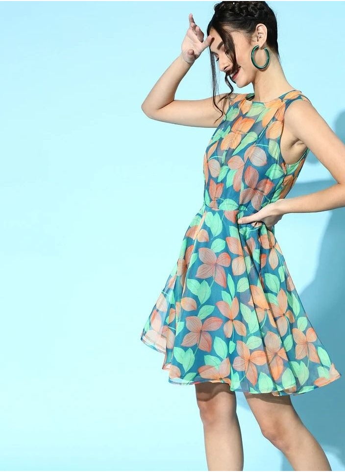 SASSAFRAS - FLORAL ORGANZA Midi DRESS - Image 1