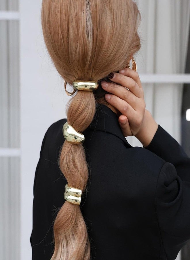 KuuGuu 6 PCS Metal Hair Ties Geometric Elastic Hair Ties Fashion Anti-Slip Glossy Arch Ponytail Hair Band Elegant Hair Cuff Wrap Hair Ties for Thick Hair for Women Hair Accessories （Gold, Silver） - Image 5
