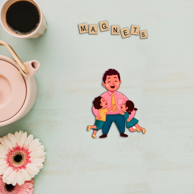 Click n ship Multicolor Dad With Kids Playing Magnet - Image 3