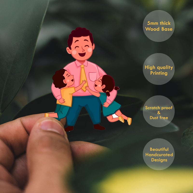 Click n ship Multicolor Dad With Kids Playing Magnet - Image 1