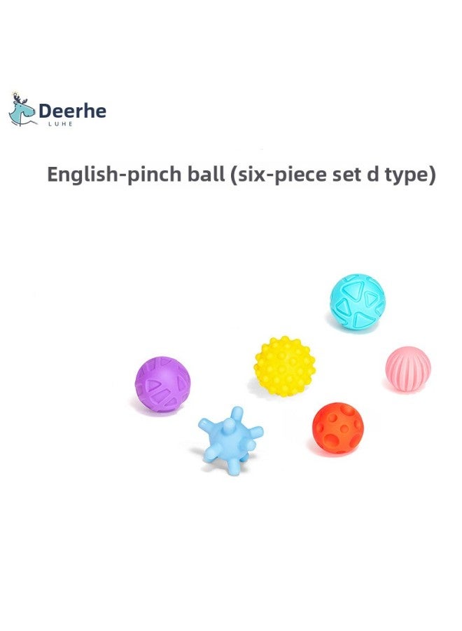 Loquat Baby Soft Rubber Hand Grip Ball Tactile Perception Training Grip Touch Ball Toy Massage Ball Touch Ball-Color:English-pinch Ball (six-piece Set D Type)-Specifications:The Minimum Order For English S - Image 1