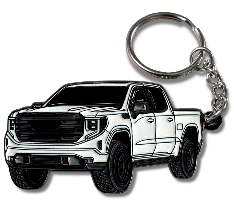 FOUR WHEEL BEAST Sierra Keychain compatible with GMC Sierra 1500 Accessories AT4 Denali 2025 2024 Key Chain (White) - Image 1