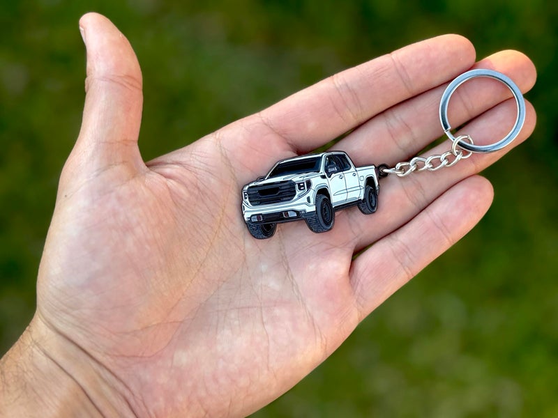 FOUR WHEEL BEAST Sierra Keychain compatible with GMC Sierra 1500 Accessories AT4 Denali 2025 2024 Key Chain (White) - Image 2