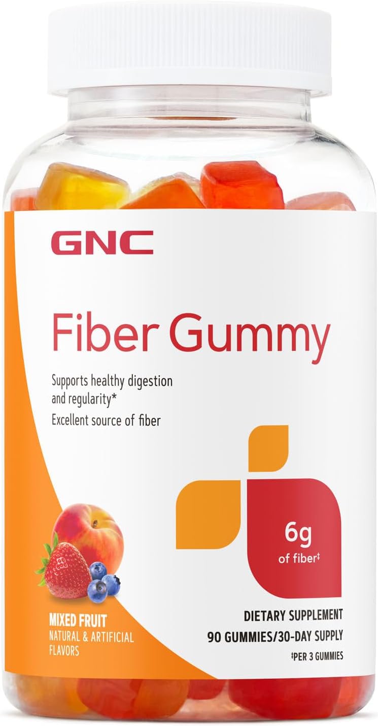 GNC Fiber 6g Gummy  Supports Healthy Digestion  Regularity  Mixed Fruit  90 Count - Image 1