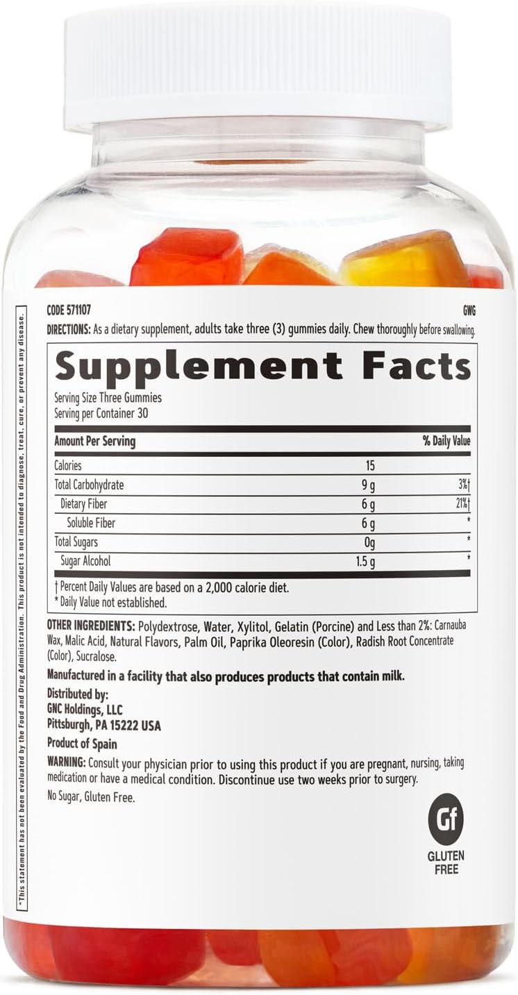 GNC Fiber 6g Gummy  Supports Healthy Digestion  Regularity  Mixed Fruit  90 Count - Image 2