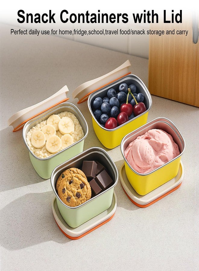 Hotbird 4 Pack Stainless Steel Snack Containers with Lids Reusable,for Kids Toddler Adults,12 oz Small Snack Box Containers for Overnight Oats Fruits Cookie Ice Cream,Air Tight - Image 2