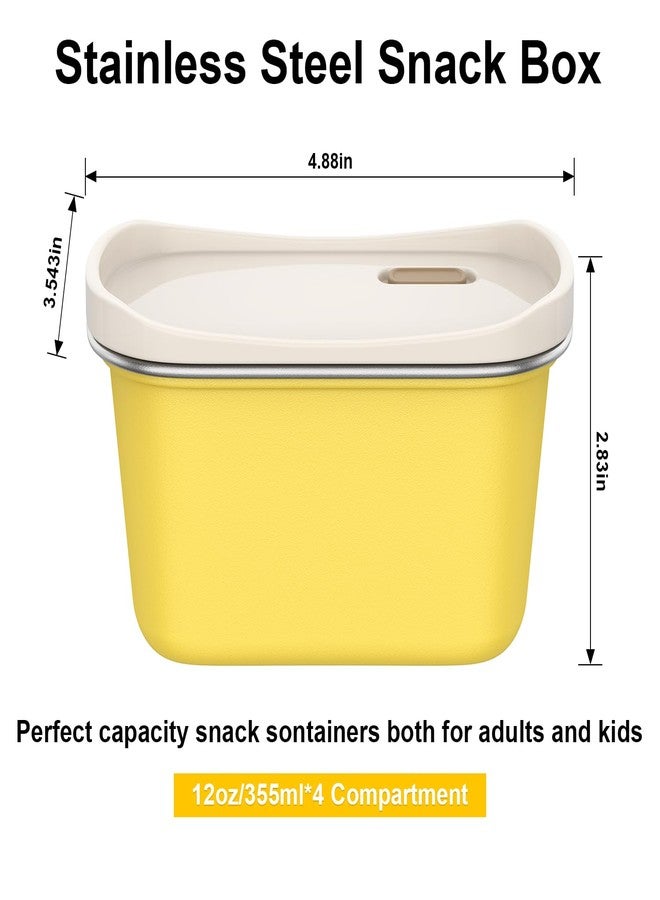 Hotbird 4 Pack Stainless Steel Snack Containers with Lids Reusable,for Kids Toddler Adults,12 oz Small Snack Box Containers for Overnight Oats Fruits Cookie Ice Cream,Air Tight - Image 3
