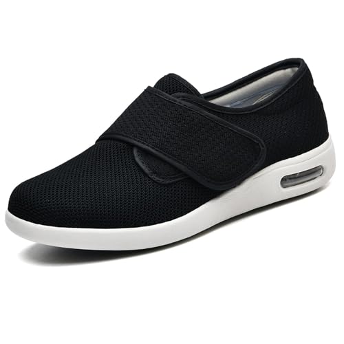 EDCYF Women's Diabetic Shoes with Adjustable Closure Non-Slip Wide Width Lightweight Shoes for Edema Plantar Fasciitis Swollen Feet 10 Wide Black - Image 1