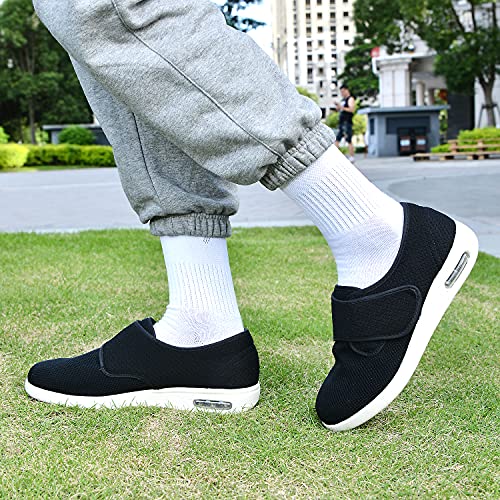 EDCYF Women's Diabetic Shoes with Adjustable Closure Non-Slip Wide Width Lightweight Shoes for Edema Plantar Fasciitis Swollen Feet 10 Wide Black - Image 2