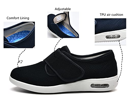 EDCYF Women's Diabetic Shoes with Adjustable Closure Non-Slip Wide Width Lightweight Shoes for Edema Plantar Fasciitis Swollen Feet 10 Wide Black - Image 4