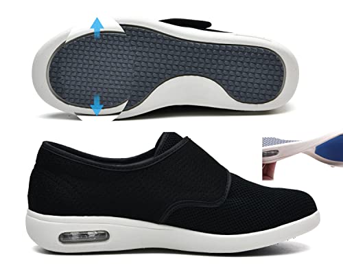 EDCYF Women's Diabetic Shoes with Adjustable Closure Non-Slip Wide Width Lightweight Shoes for Edema Plantar Fasciitis Swollen Feet 10 Wide Black - Image 5