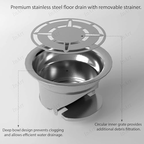 InArt Grid 5x5 Inch Flat Cut Floor Drain Jali | 304-Grade Stainless Steel Bathroom Drainer with Anti-Cockroach Trap - 5 Year Warranty - Image 3
