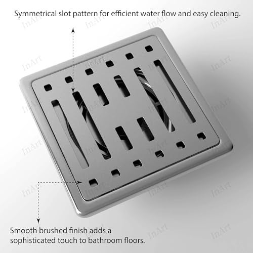 InArt Grid 5x5 Inch Flat Cut Floor Drain Jali | 304-Grade Stainless Steel Bathroom Drainer with Anti-Cockroach Trap - 5 Year Warranty - Image 5