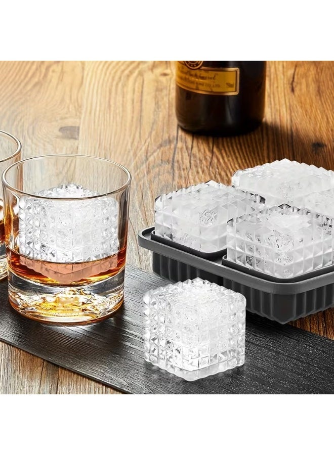 Goolsky Large 3D Square Whiskey Ice Cube Mold Tray - Fun Silicone Shape with Easy-Pour Funnel, Perfect for Chilling Cocktails, Bourbon, Brandy, and Whiskey - Unique Gift Idea for Men, Black Color - Image 1