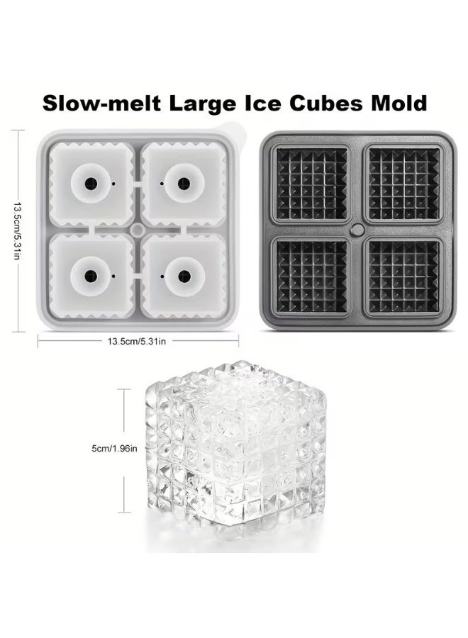 Goolsky Large 3D Square Whiskey Ice Cube Mold Tray - Fun Silicone Shape with Easy-Pour Funnel, Perfect for Chilling Cocktails, Bourbon, Brandy, and Whiskey - Unique Gift Idea for Men, Black Color - Image 4