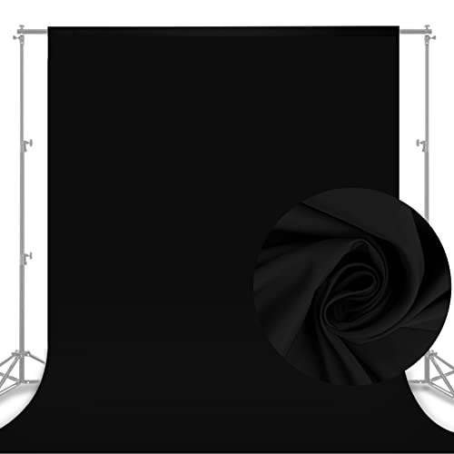 Aimosen 10x8 FT Black Backdrop Background for Photography, Chromakey High Density Polyester Fabric Black Photo Backdrop Curtain Screen Collapsible Seamless for Shoot Portraits Party Video Studio - Image 1