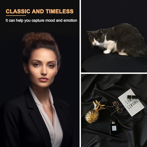 Aimosen 10x8 FT Black Backdrop Background for Photography, Chromakey High Density Polyester Fabric Black Photo Backdrop Curtain Screen Collapsible Seamless for Shoot Portraits Party Video Studio - Image 2