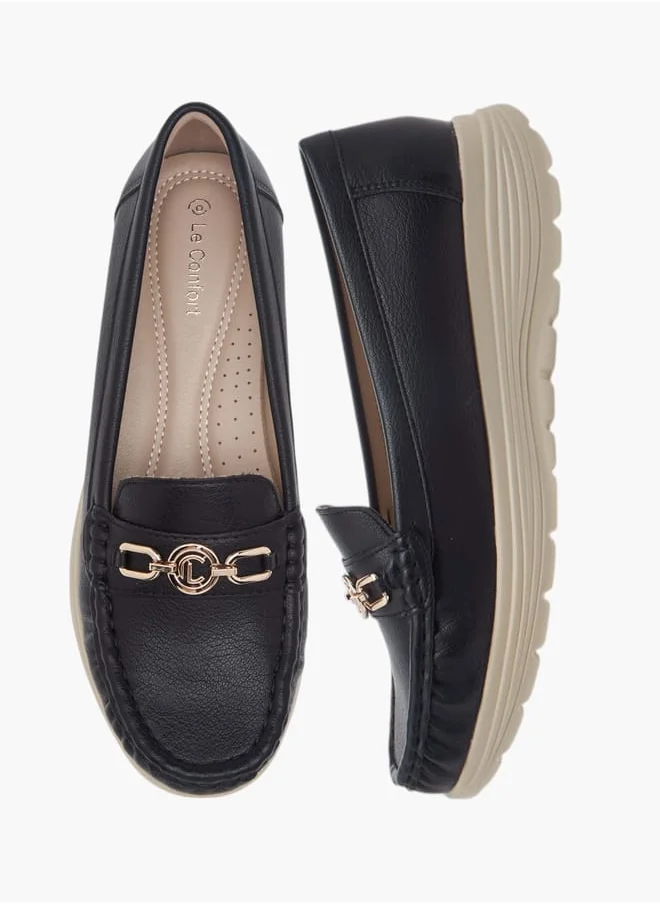 لو كونفورت Women Metal Accent Slip-On Loafers