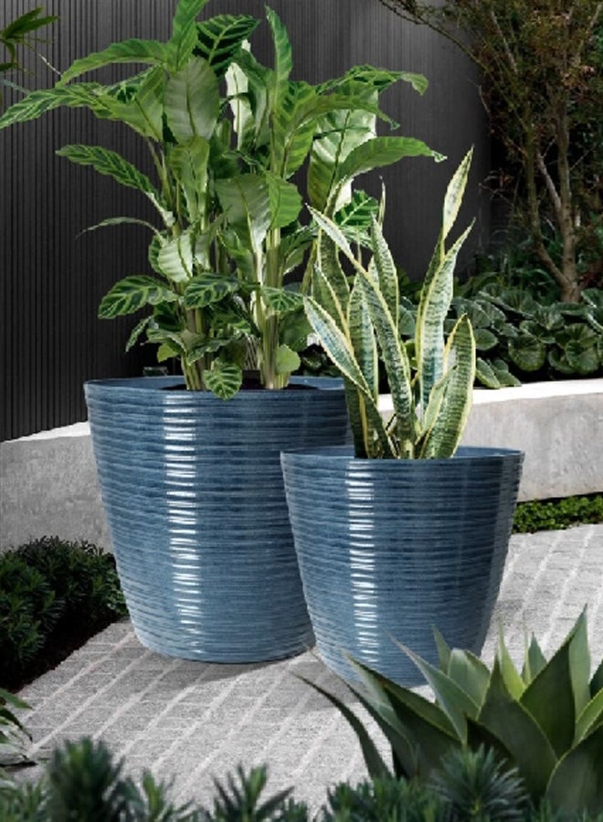 serene Durable and Elegant Design Round Resin Planter Marine Blue 69 x 51.5 x 51.5 cm SL32001A.18 - Image 2